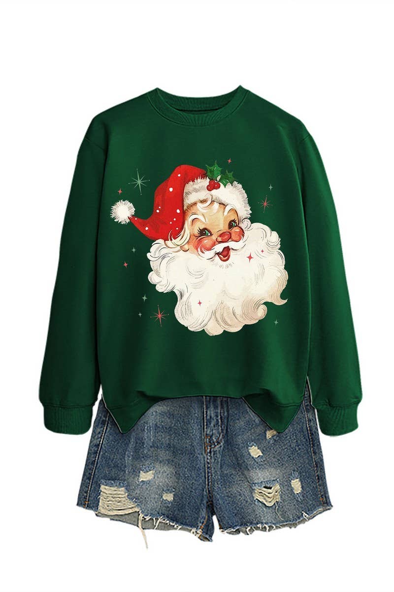 CWTBLL01324_SANTA CLAUS HEAD PATTERN PULLOVER SWEATSHIRT