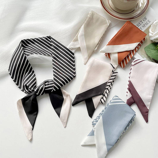VERSATILE BLACK STRIPED SCARF HEADBAND SCARF