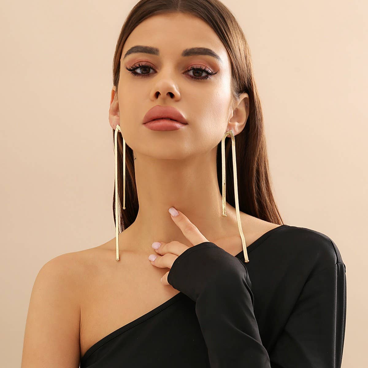 PERSONALIZED LONG TASSEL EARRINGS SNAKE BONE CHAIN_CWAJE1136