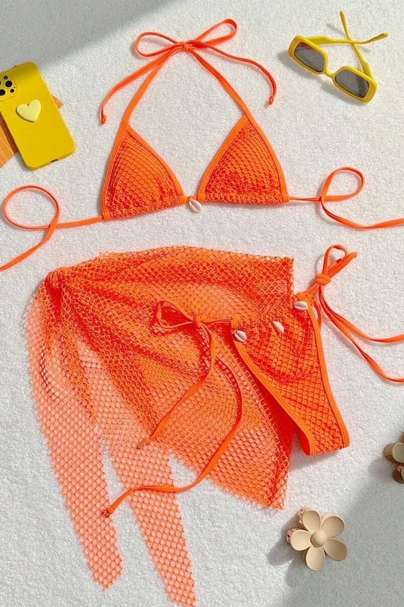 CWMW0869_SEXY LACE-UP MINI SWIMSUIT THREE-PIECE SET