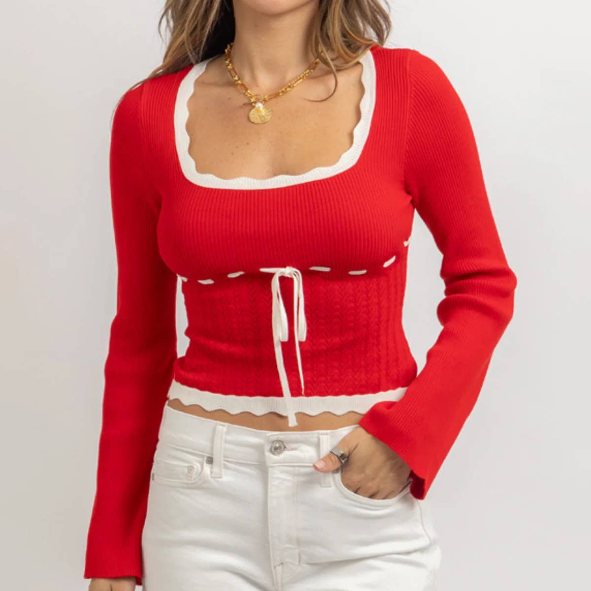 COMFORTABLE FLARED SLEEVE LONG SLEEVE KNITWEAR