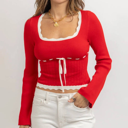 COMFORTABLE FLARED SLEEVE LONG SLEEVE KNITWEAR