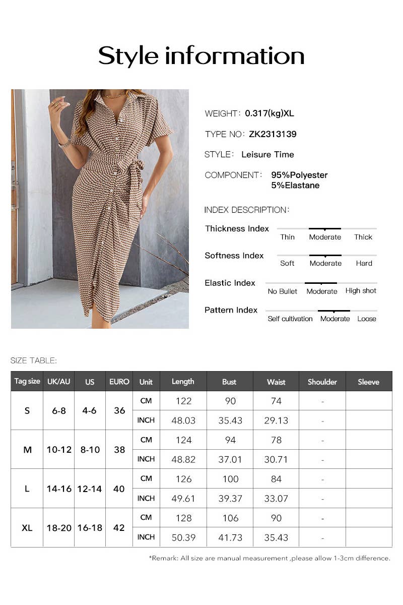 CWDMD6454_V-NECK HIGH WAIST ELEGANT BUTTON-DOWN DRESS