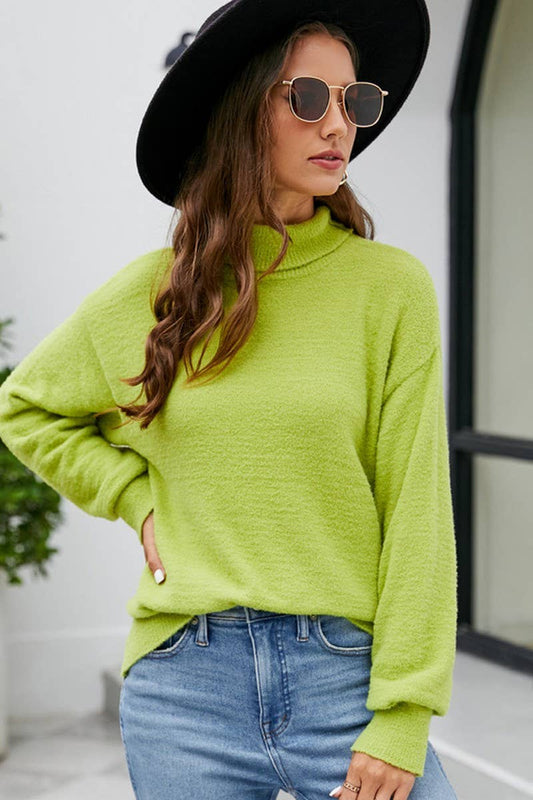 CWOSWL2704_SOLID COLOR LOOSE TURTLENECK KNITTED SWEATER