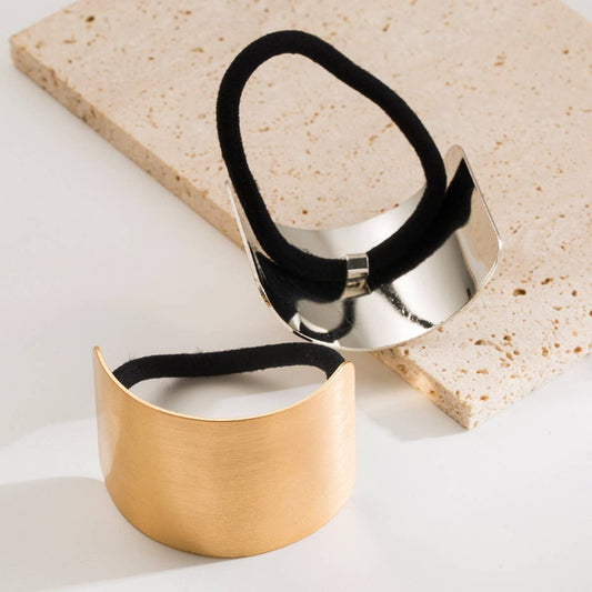Minimalist Brushed Metal Hair Tie for Women