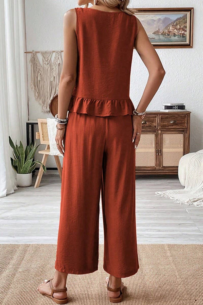 CWSS1228_CASUAL SLIM FIT SOLID COLOR SLEEVELESS SUIT