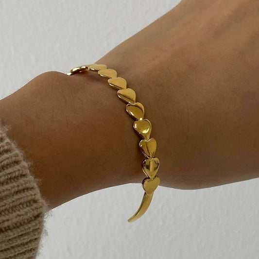 Retro 18K Gold Stainless Steel Heart Bracelet_CWAJE4895