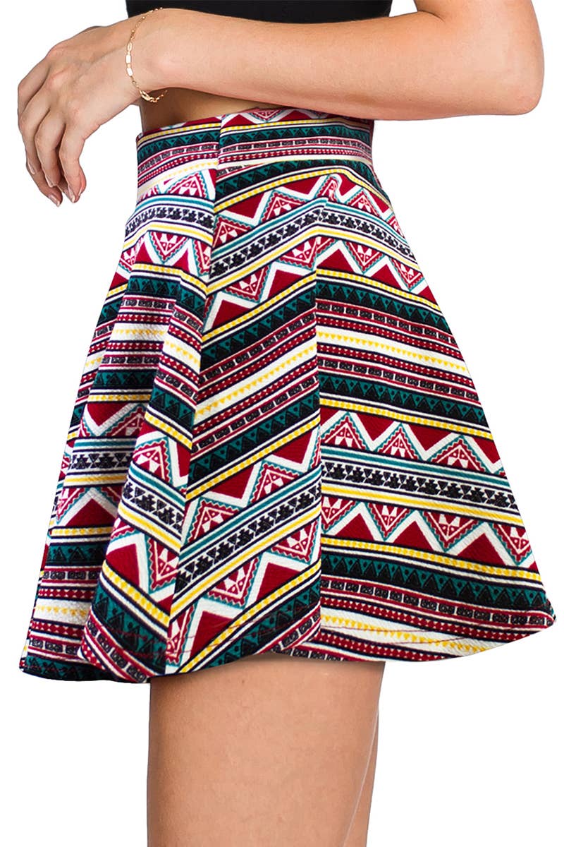 CWBSS105_High Waisted Skirt Mini A-Line Flared Skater Skirt