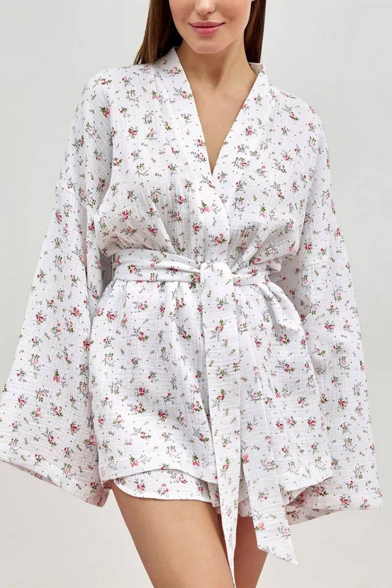 CWSPJ0361_COTTON PRINTED LONG SLEEVE SHORTS PAJAMA SET