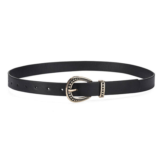 Personalized vintage pin buckle solid color women's belt