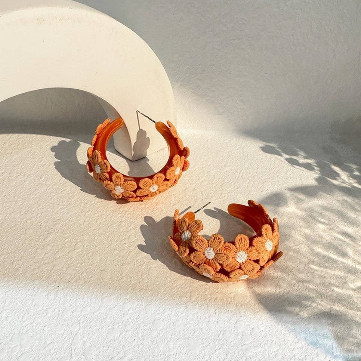 Summer Embroidered Flower Stud Earrings ??Handmade_CWMM6184