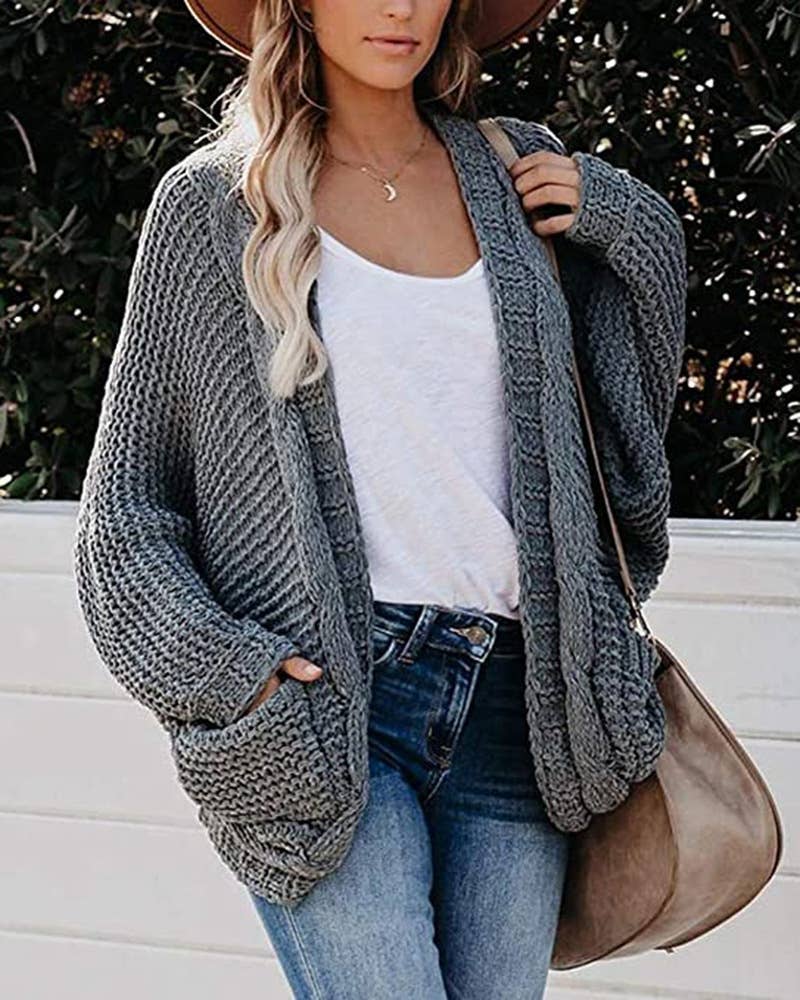 CASUAL TWIST ROPE BATSLEEVE SWEATER JACKET