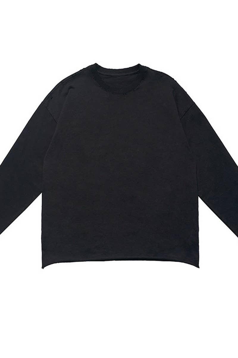 CWTBLL1979_ROLLED HEM ROUND NECK SOLID COLOR LONG SLEEVES