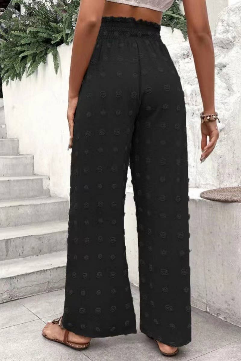 CWBLP1977_HIGH WAIST JACQUARD WIDE LEG LOUNGE PANTS