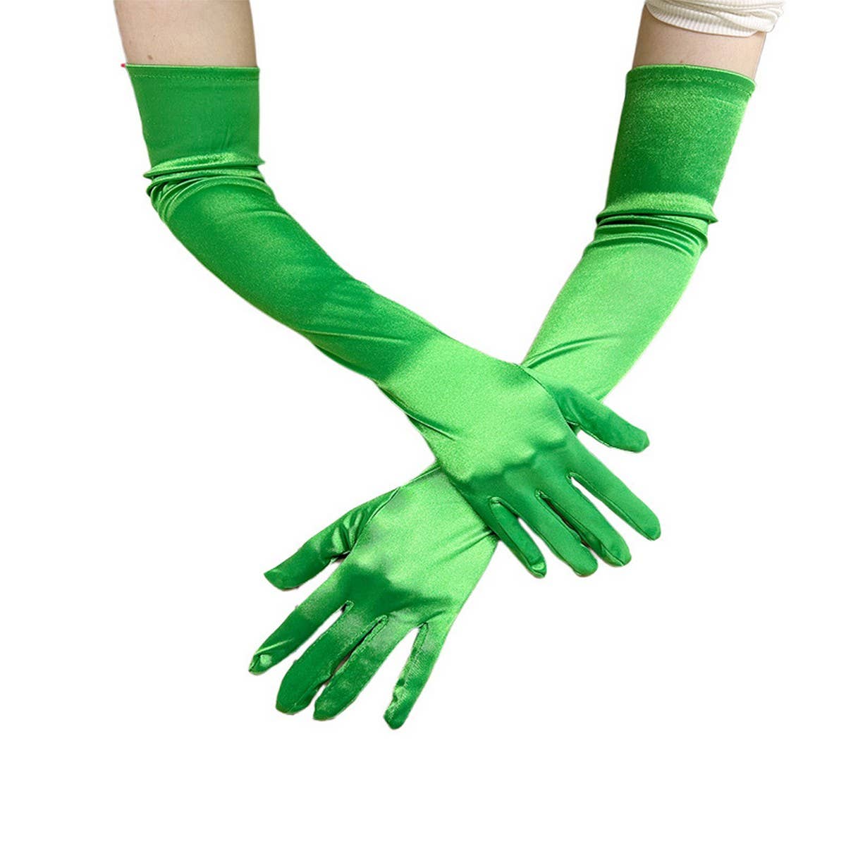 CWAG0289_1 PAIR LONG GLOVES WOMEN SATIN GLOVES