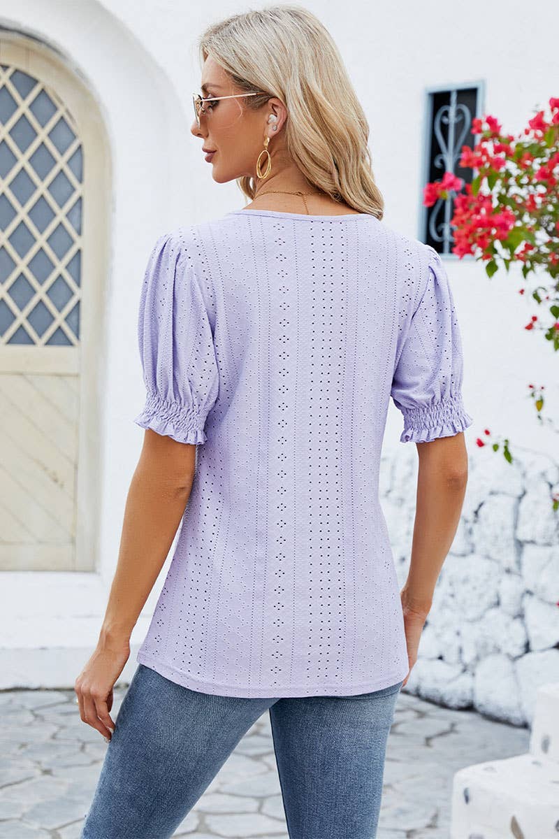 CWTBLS0295_Sweetheart Neck Shirt Sleeve Top