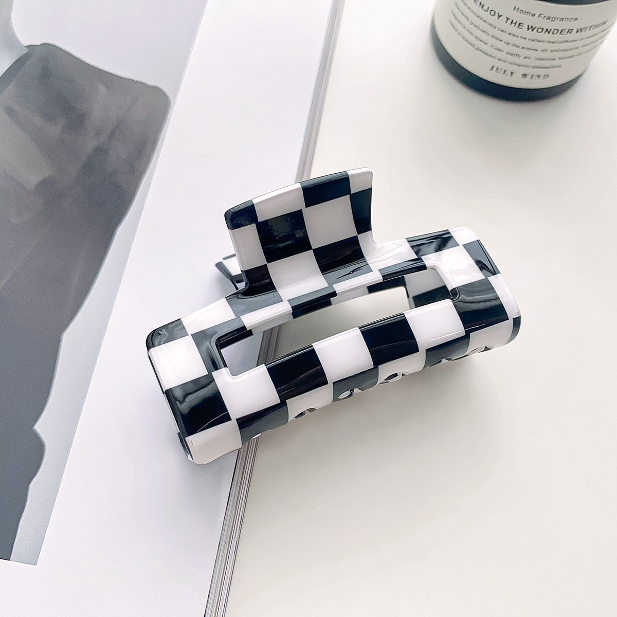 Checkerboard Hair Claw ??Candy Color Acetate Look_CWAHA0395