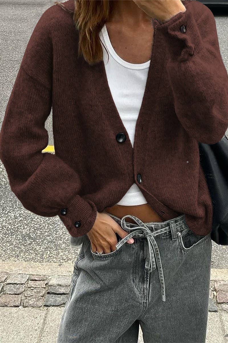 CWOCAL00769_SOLID COLOR LONG-SLEEVED KNITTED CARDIGAN