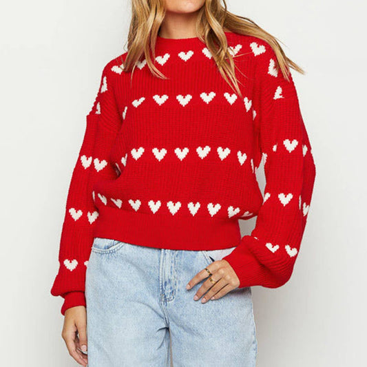 CREW-NECK LONG SLEEVE JACQUARD KNITTED SWEATER