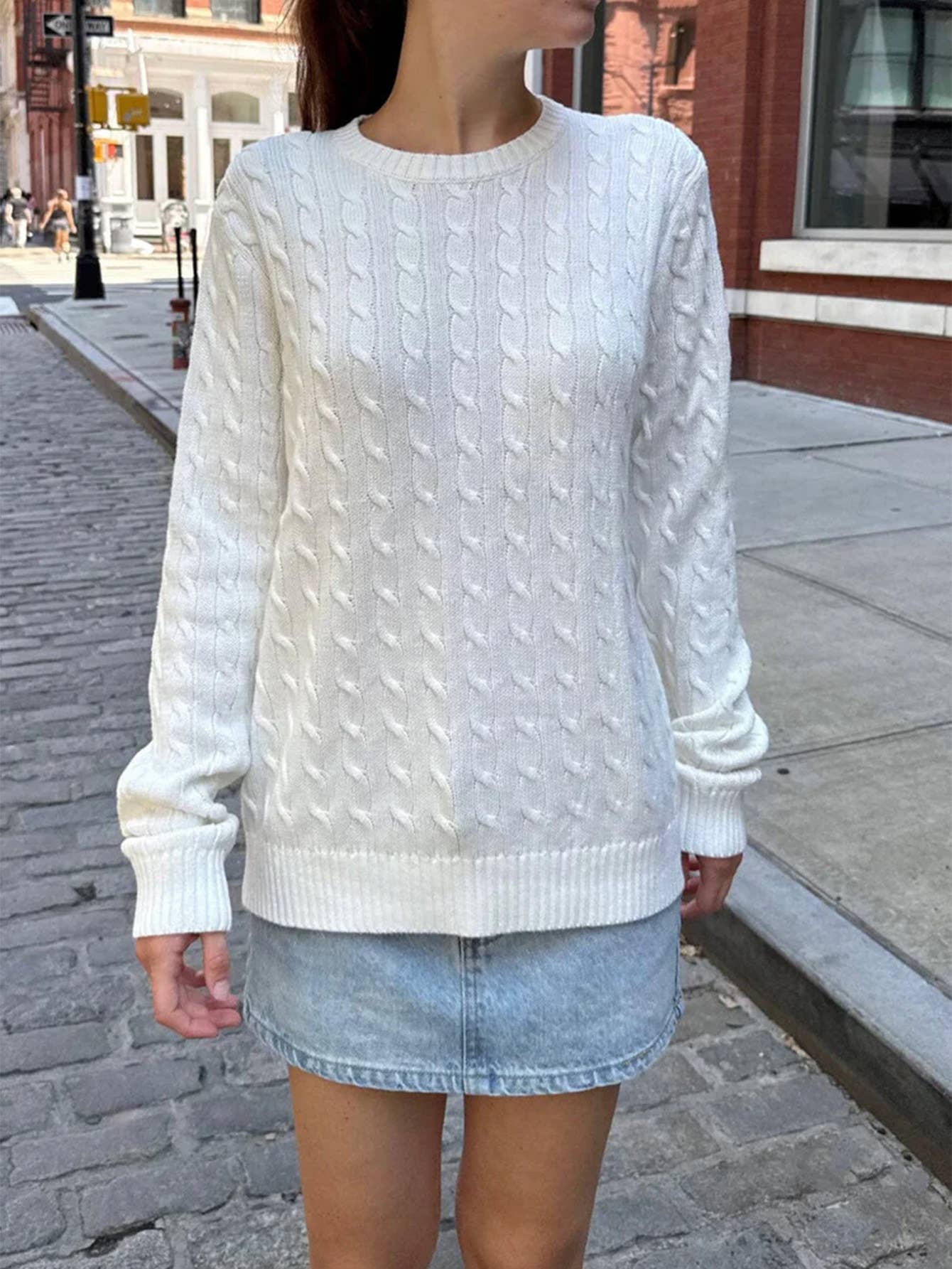 Casual solid-color long-sleeved base sweater