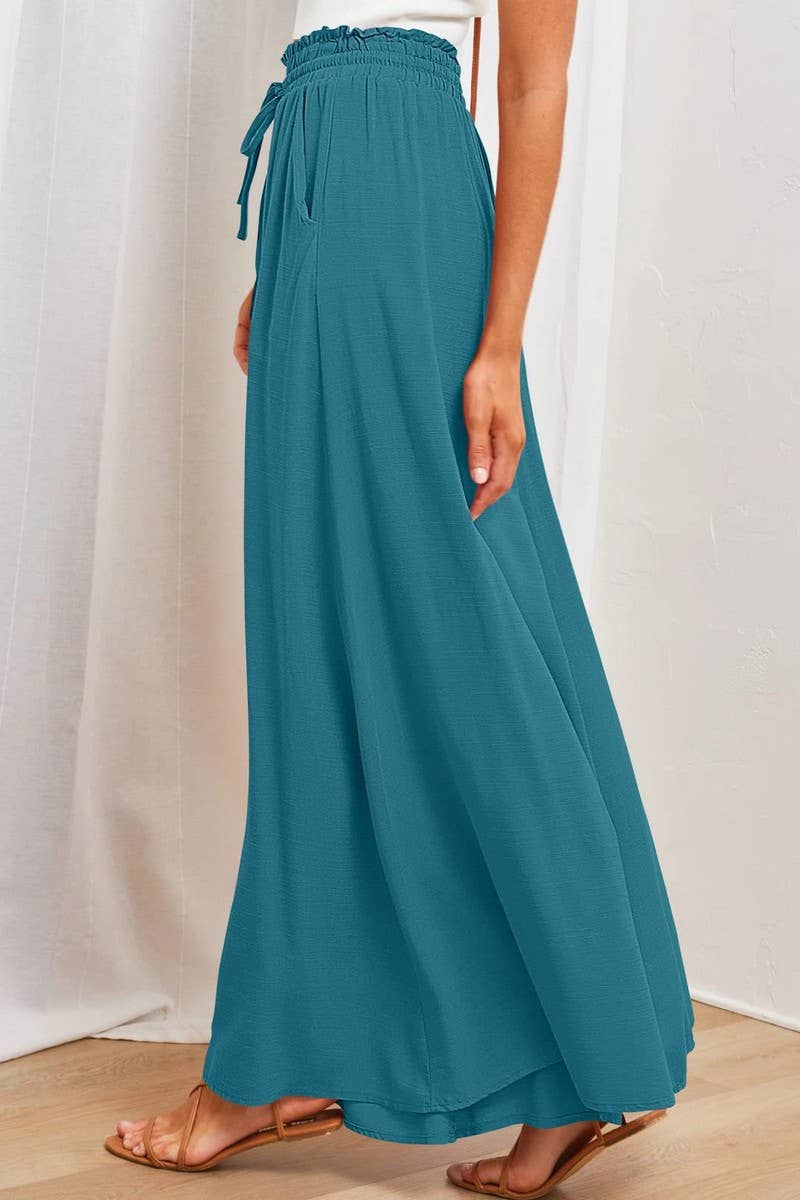 CWBLP0710_CASUAL ELASTIC WAIST WIDE LEG PANTS