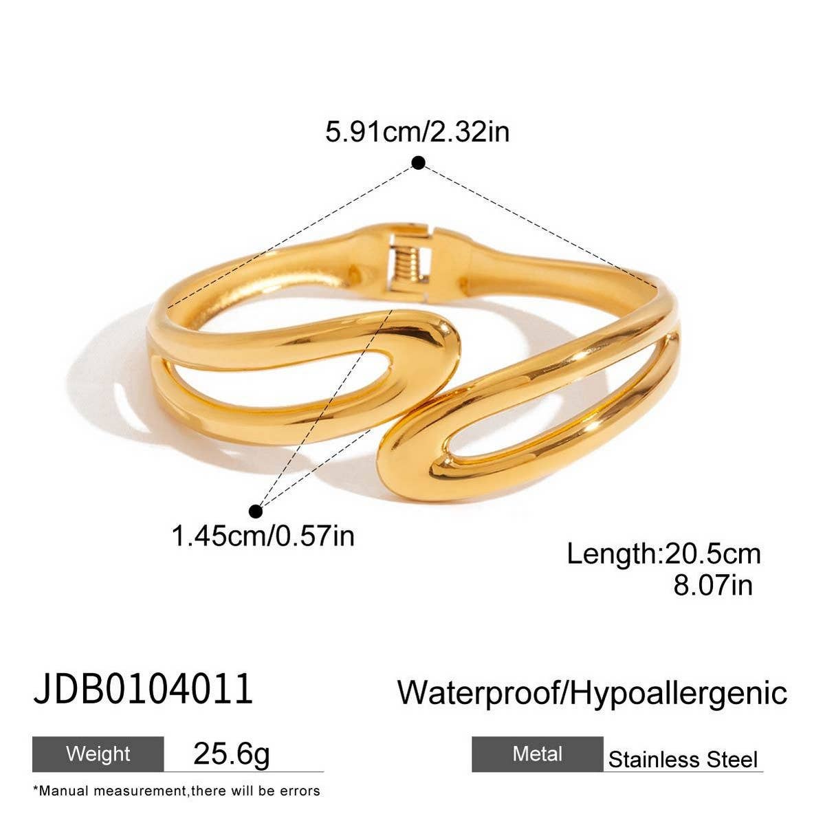 Unique 18K Gold Double Layer Spring Open Cuff