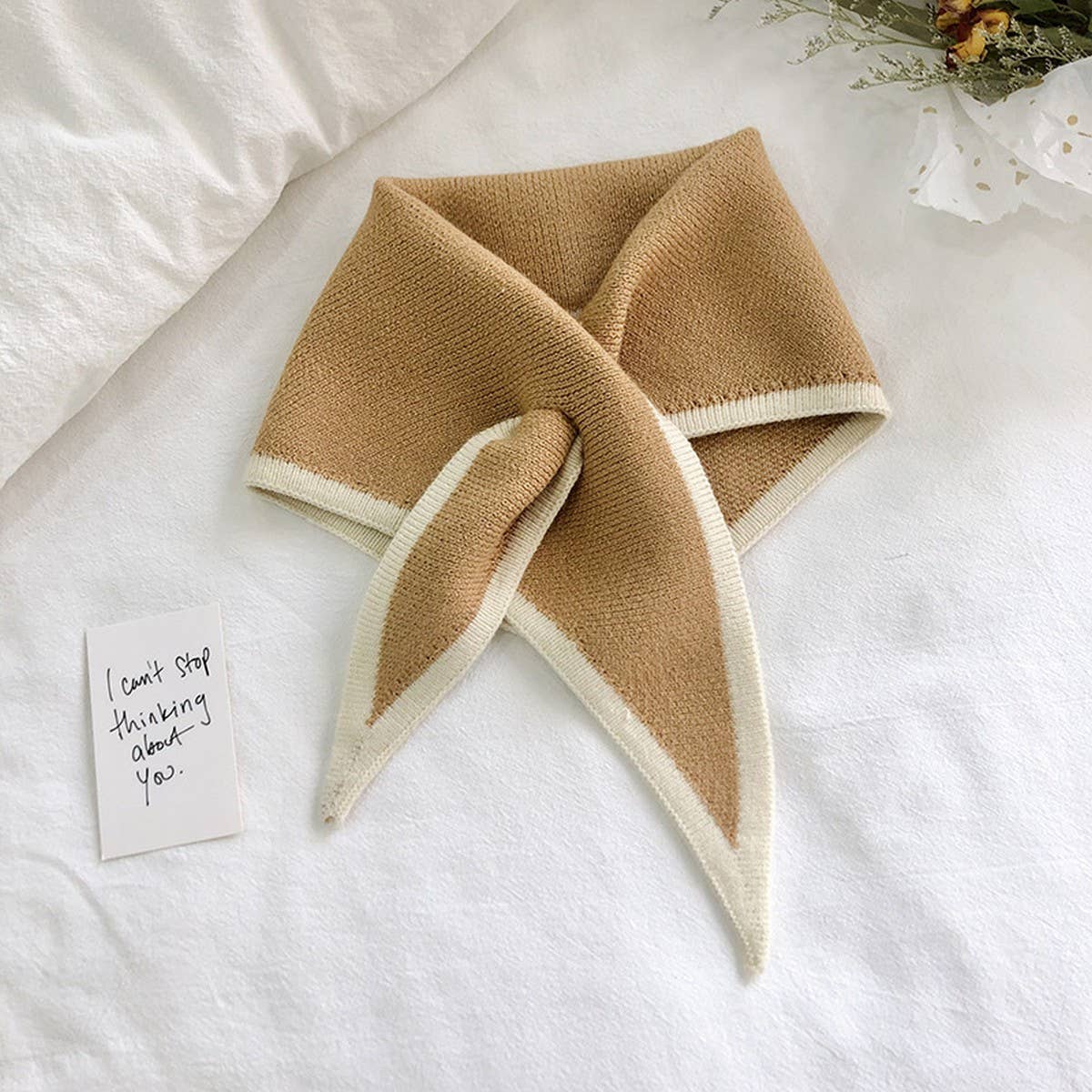 Knit Triangle Scarf for Women’s Winter Neck Wrap
