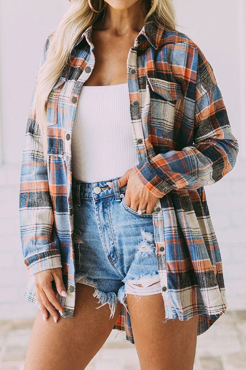 CASUAL LONG-SLEEVED COAT WITH CONTRASTING LAPELS