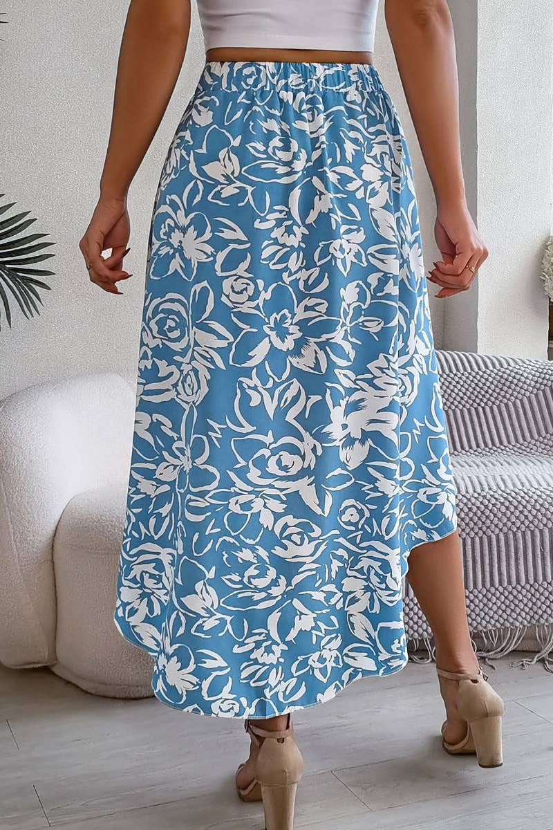 CWBMS0158_RUFFLED IRREGULAR SKIRT WITH SUMMER FLOWERS