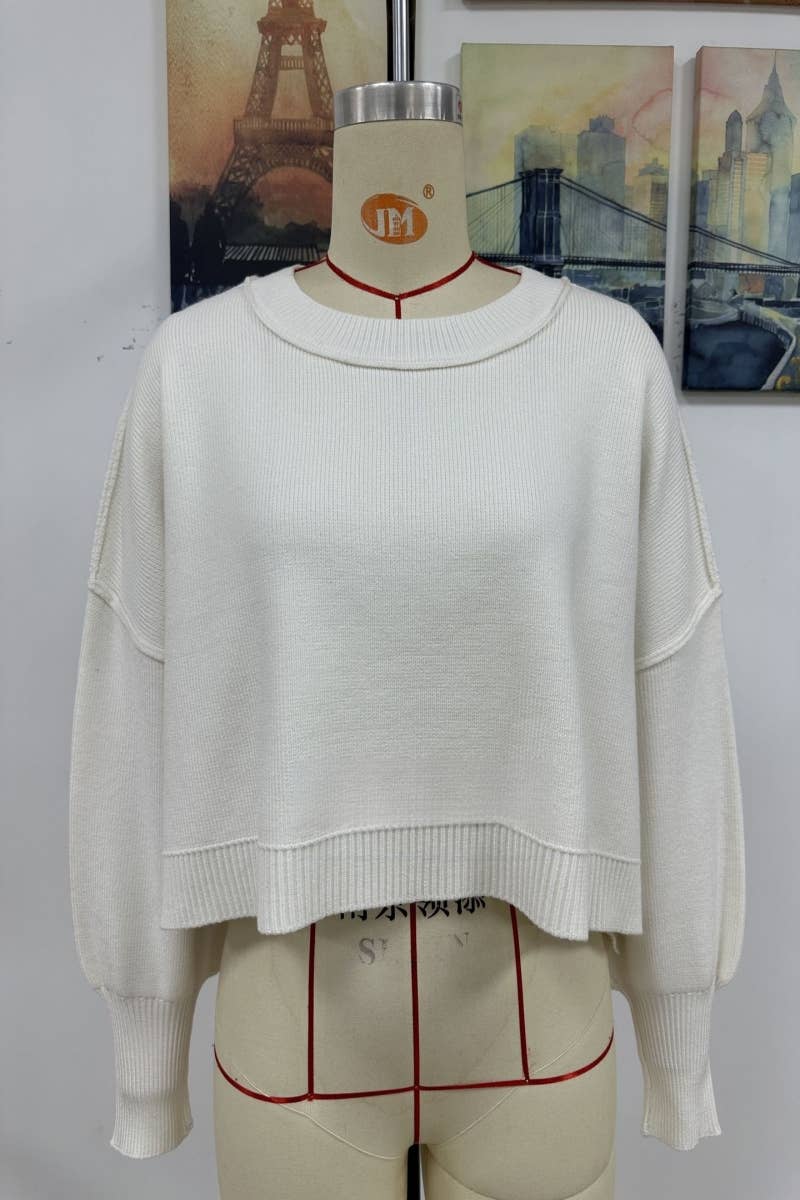 CWOSWL607  Long Sleeve Loose Neck Pullover Sweater