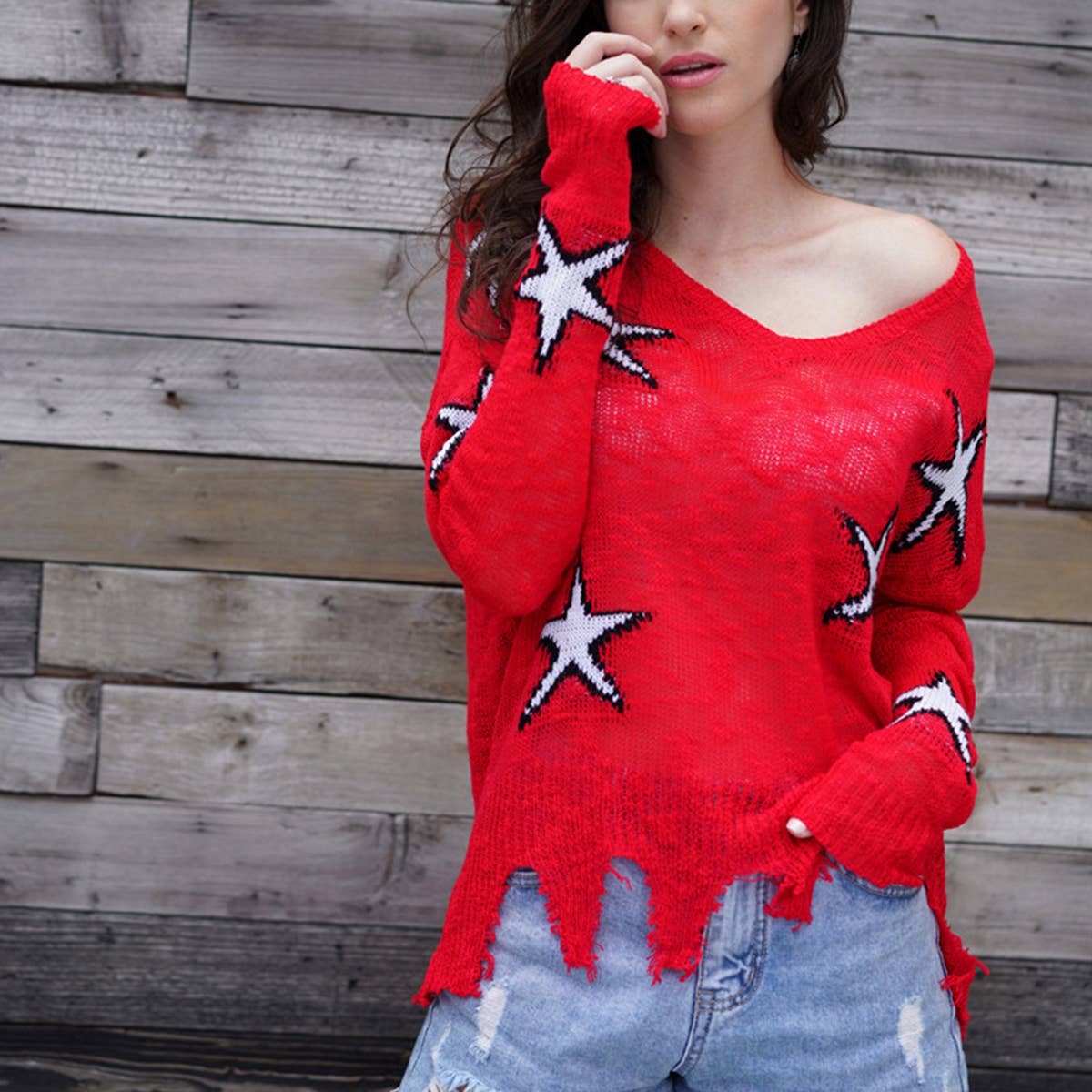 CREW NECK JUMPER GEOMETRIC LOOSE SWEATER