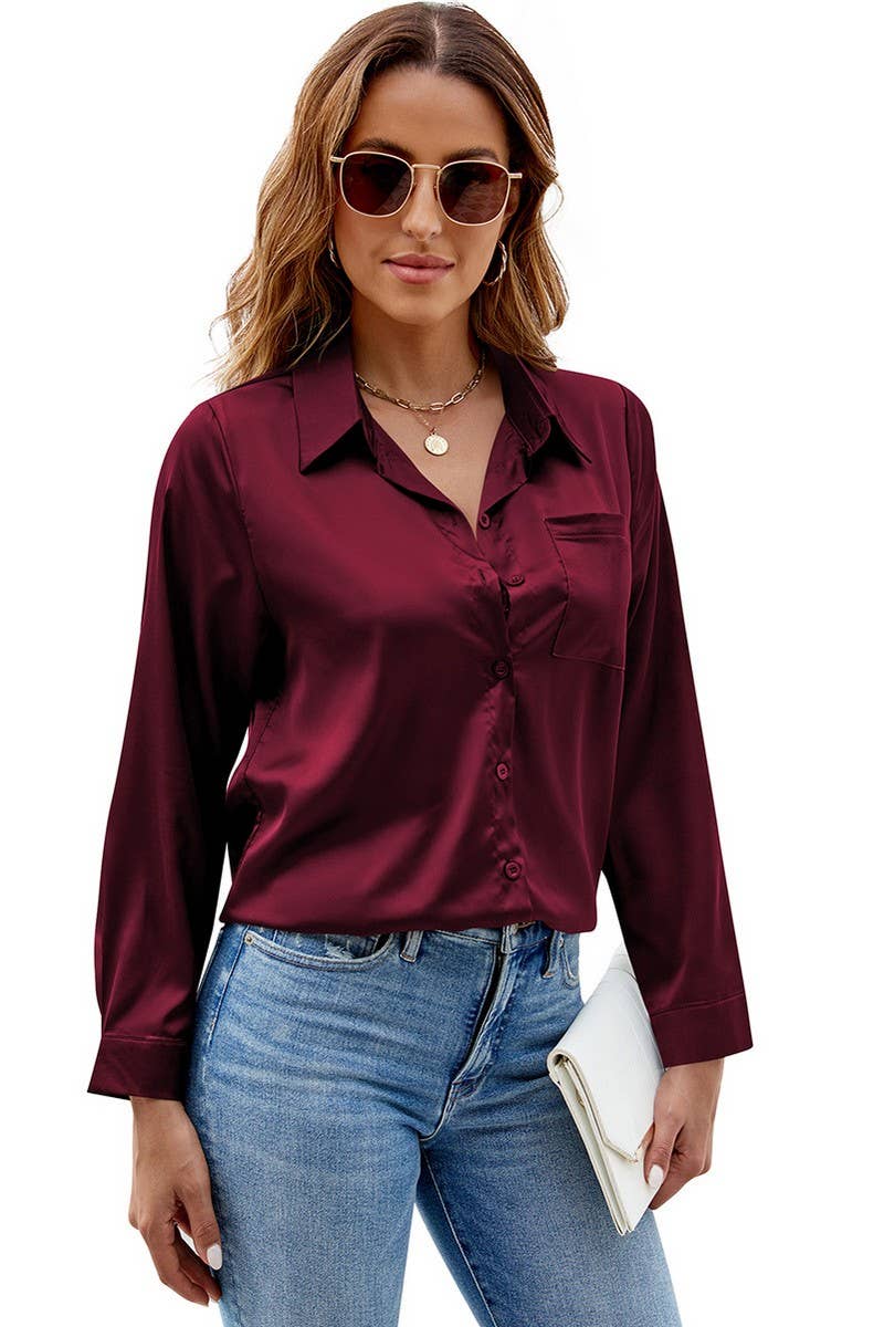 CWTSTL1532_SOLID SATIN BUTTON POCKET LONG SLEEVE SHIRT
