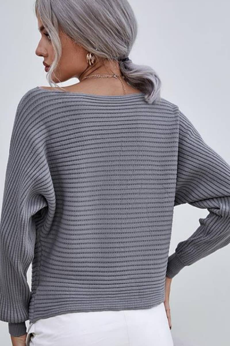 CWOSWL6319_CUT-OUT OFF-THE-SHOULDER LONG-SLEEVED SWEATER