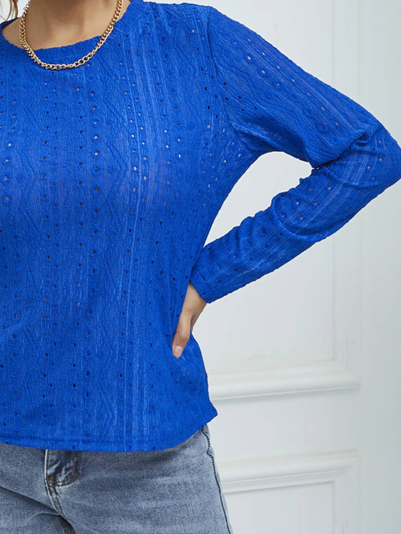 Breathable stretch round neck long sleeve T-shirt