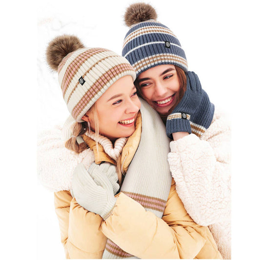 WINTER WARM OUTDOOR KNITTED SCARF THREE-PIECE SET