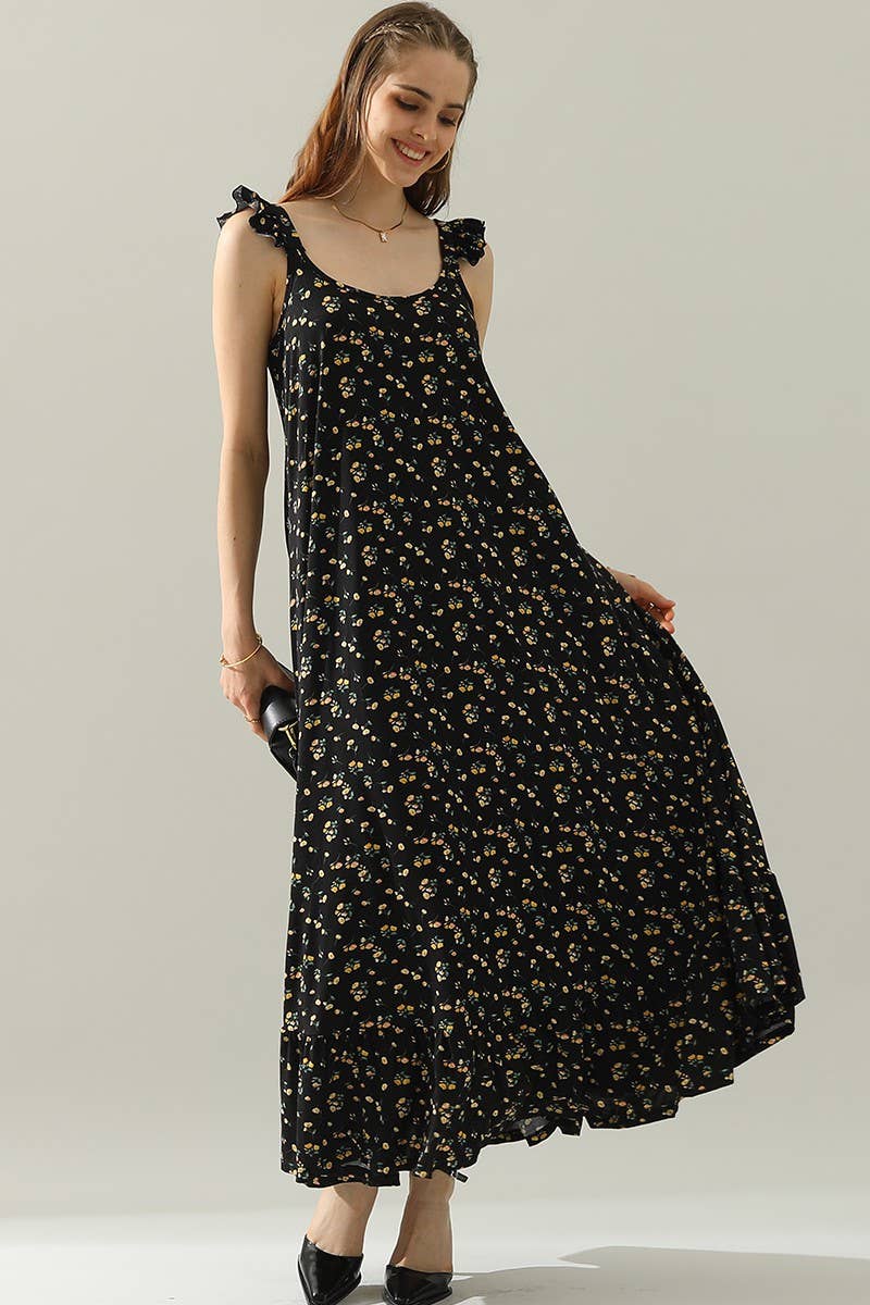 CWDMD772_RUFFLE DETAILED SLEEVELESS MAXI DRESS