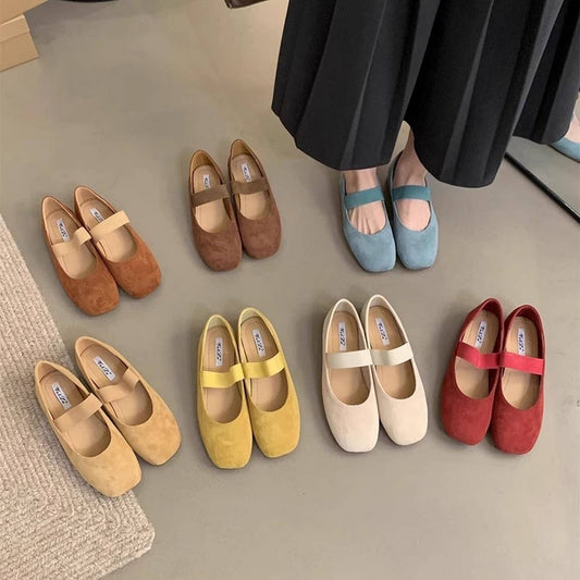Suede Ballet Flats Mary Janes for Women_CWSHF0082