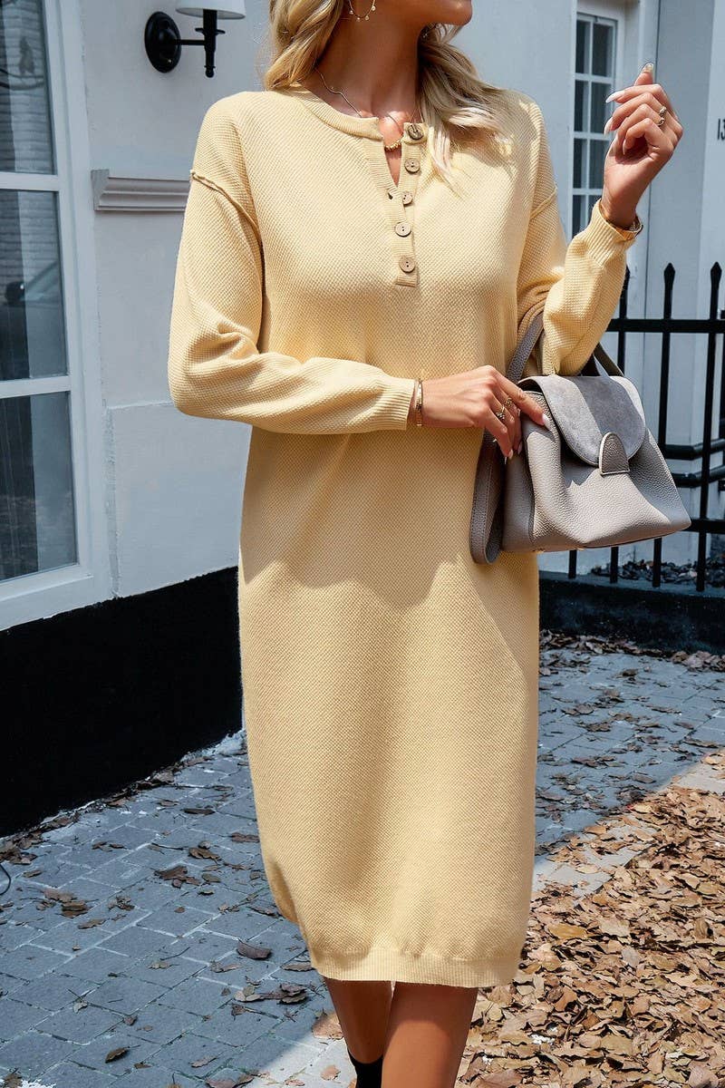 CWOSWL1627_V-neck Long Sleeve Long Sweater