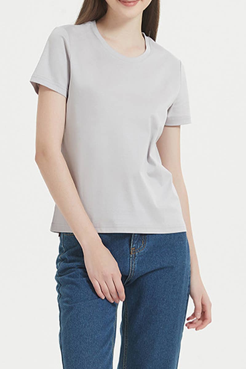 CWTBLS1789_SUMMER FASHION CASUAL WOMEN'S SOLID COLOR T-SHIRT