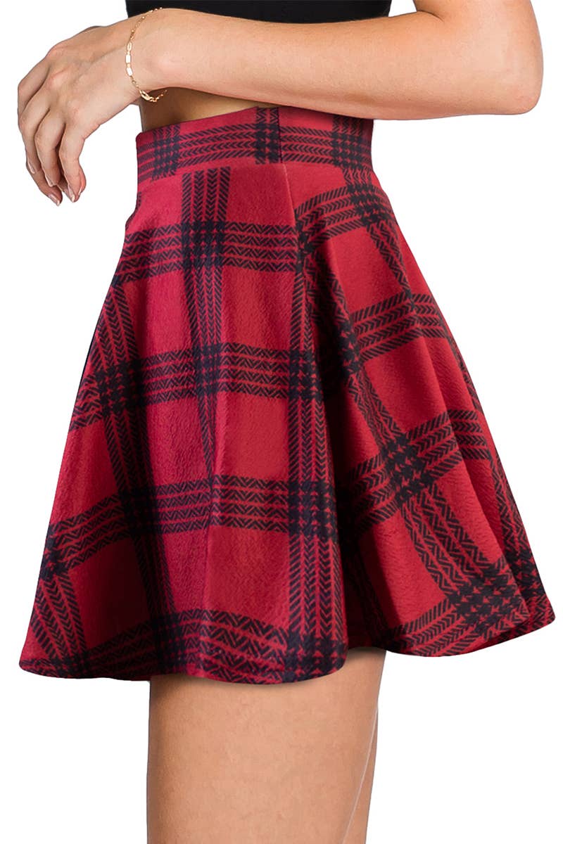 CWBSS105_High Waisted Skirt Mini A-Line Flared Skater Skirt