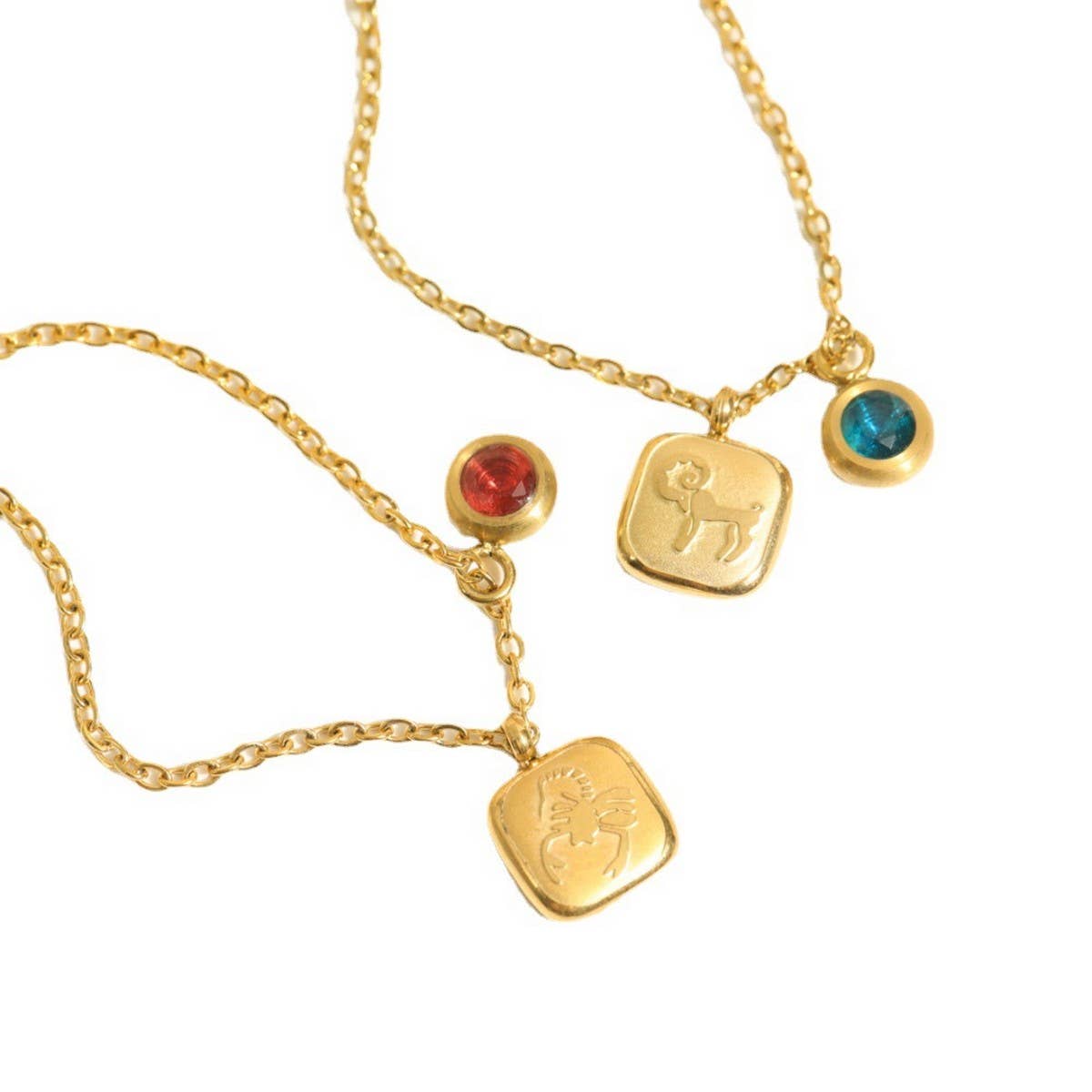 Vintage 12 Zodiac Sign Pendant Necklace