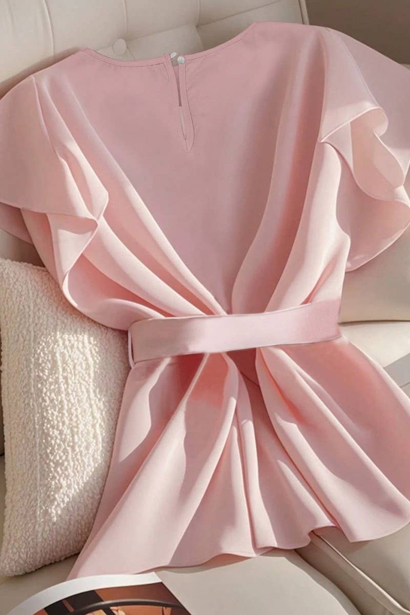 CWTBLSL0960_SUMMER TEMPERAMENT SHORT SLEEVE THIN SHIRT