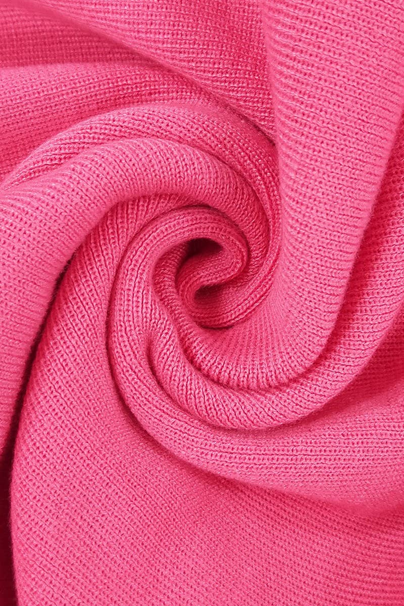 CWDMD4003_SOLID COLOR SLIM V-NECK LACE-UP KNITTED DRESS