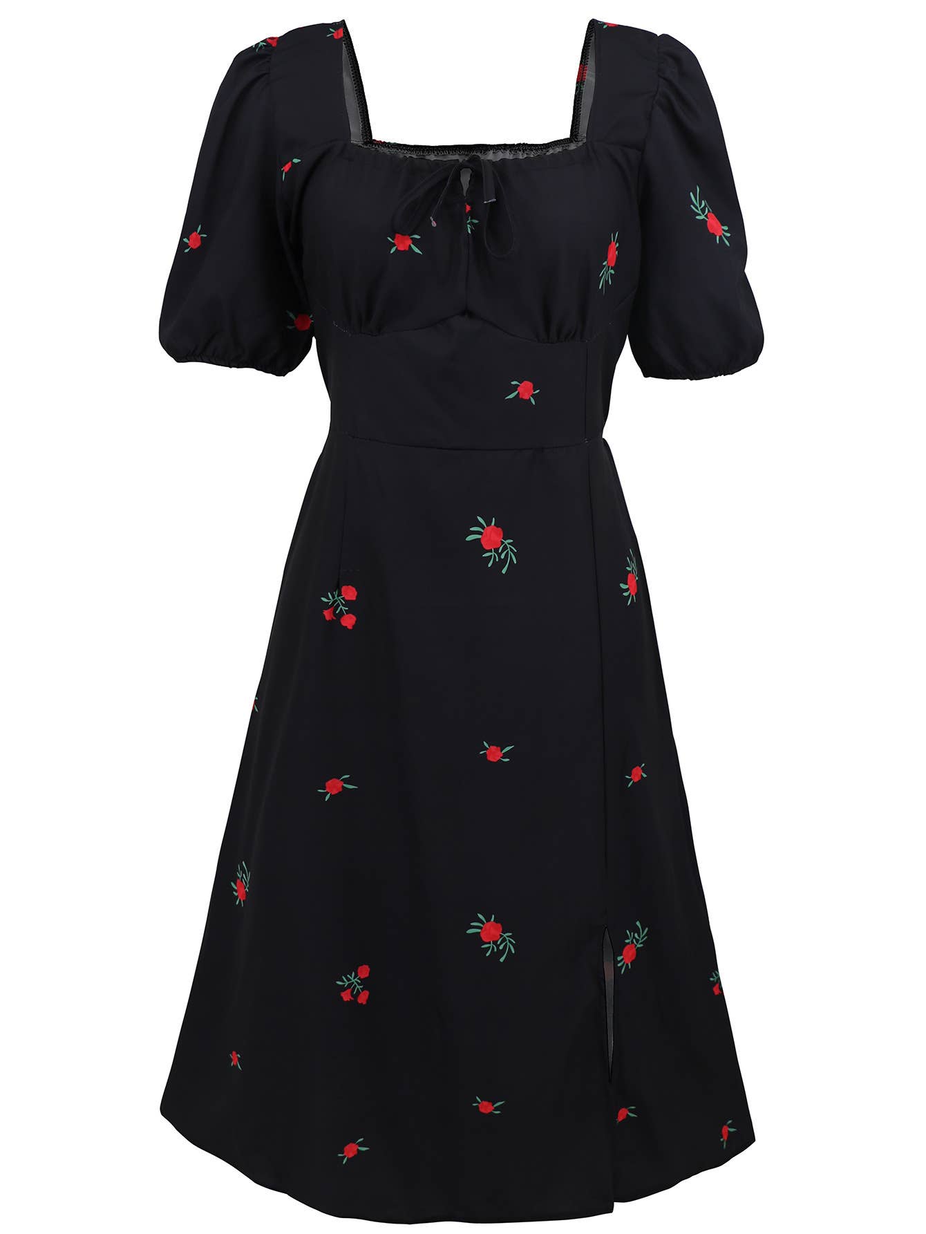 Floral Elegant Lantern Sleeve Dress