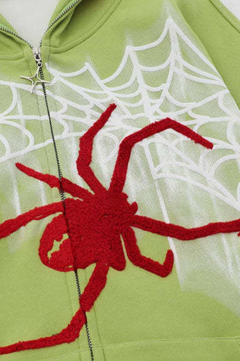 CWOHOL1117_SPIDER EMBROIDERED LOOSE FIT HOODIE