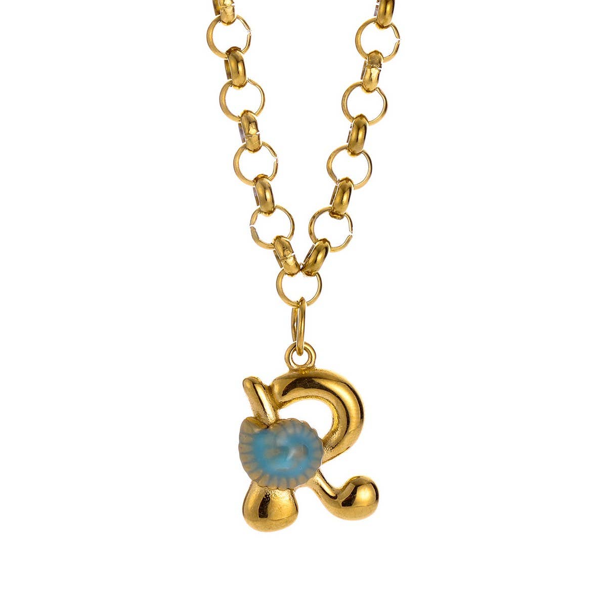 Original Stainless Steel Letter Necklace withEnamel_CWMM8836