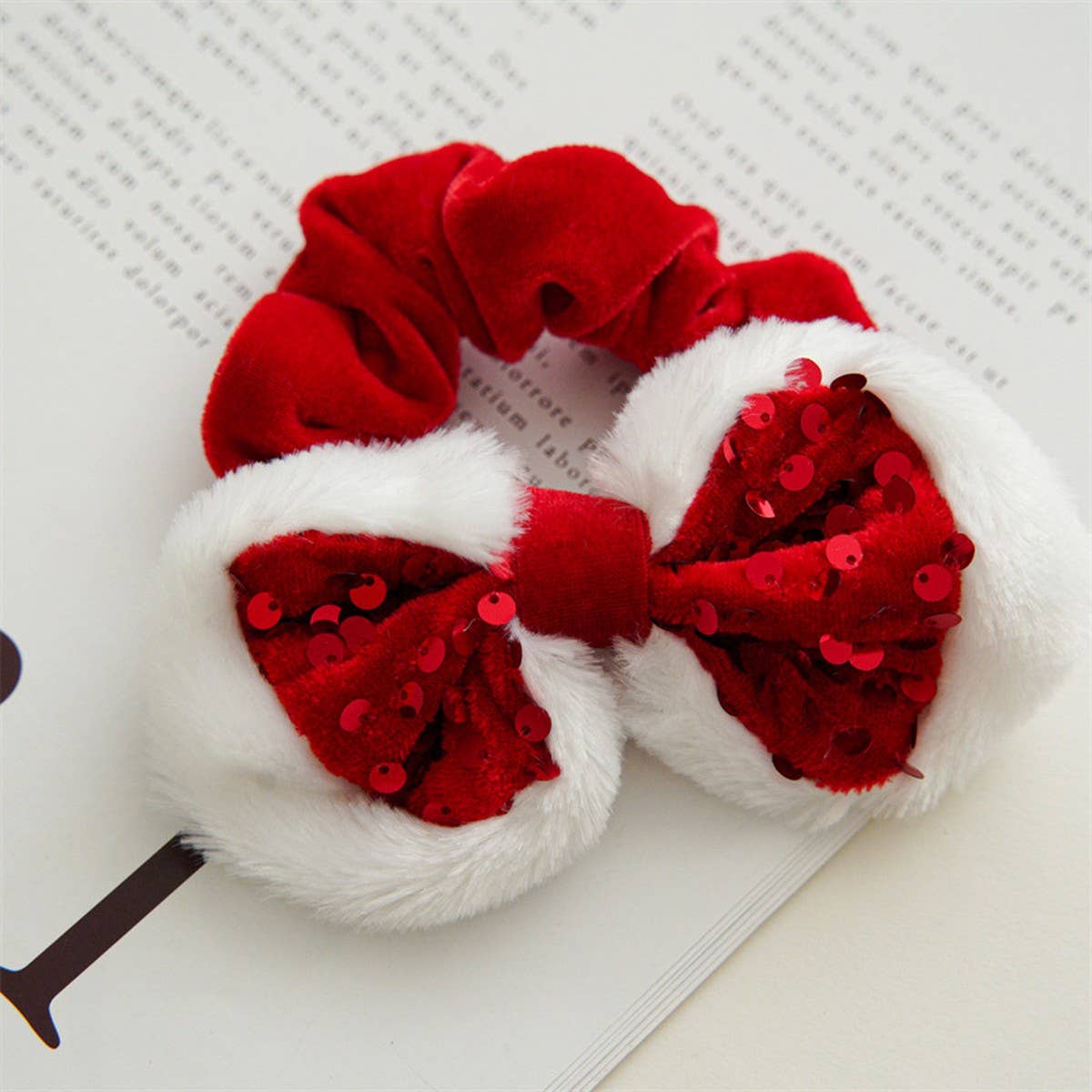 CHRISTMAS RED SEQUIN BOW HAIRBAND