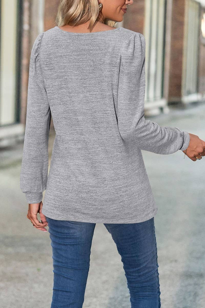 CWTBLL1835_PUFF SLEEVE SQUARE NECK LONG SLEEVE T-SHIRT