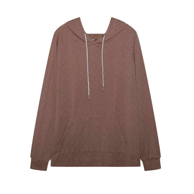 CASUAL JACQUARD LOOSE SOLID COLOR HOODIE
