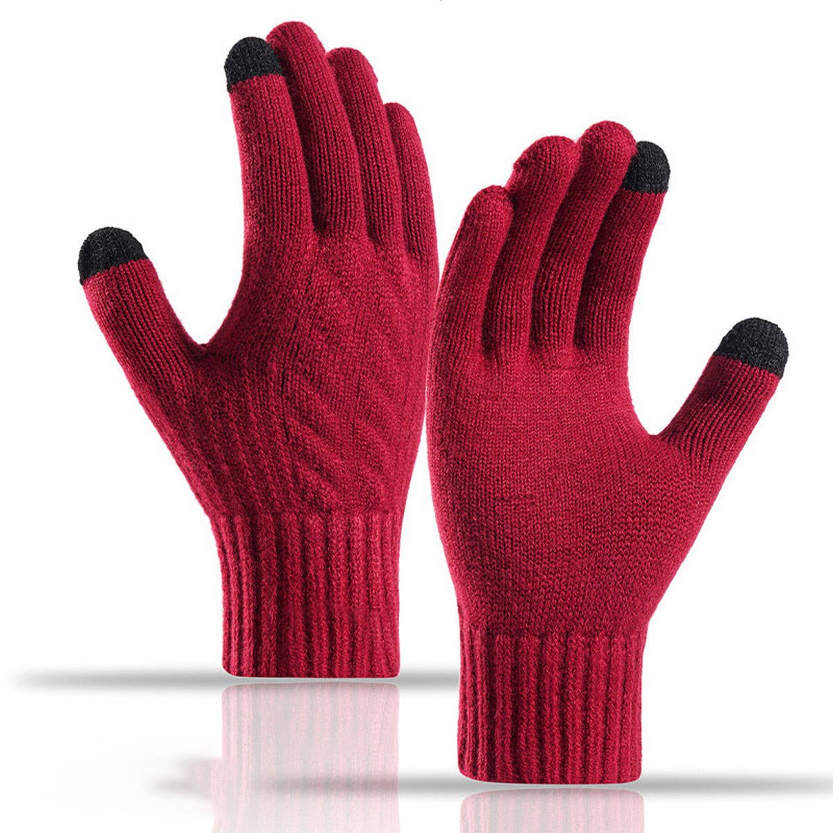 CWAG00580_UNISEX PLUS SIZE WINTER KNIT TOUCHSCREEN GLOVES